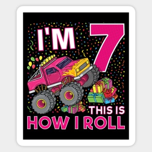 7th Birthday Monster Truck Party Gift 7 Year Old Girl Sticker